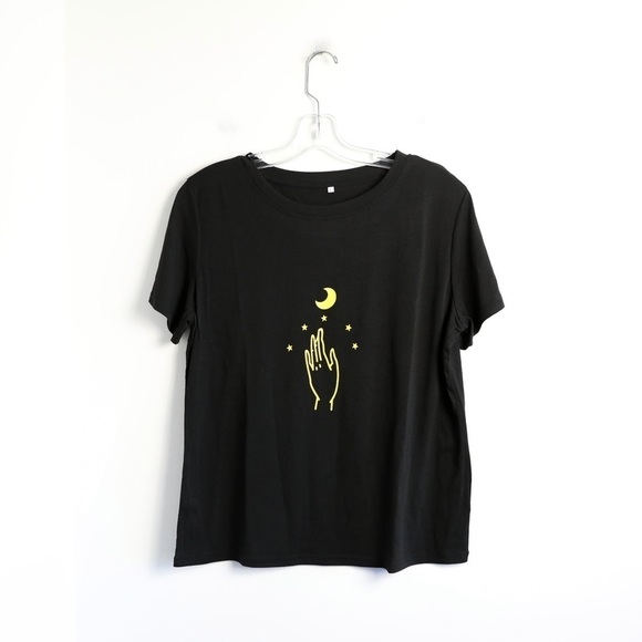 SHEIN Tops - Brand new Moon Hand black t-shirt celestial witchcore astrology L Shein NWOT